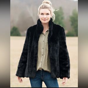 Vintage Black Mink Faux Fur Coat size L
